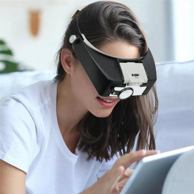 Alt view image 2 of 7 - Jewelers Head Headband Magnifier LED Illuminated Visor Magnifying Glasses Loupe