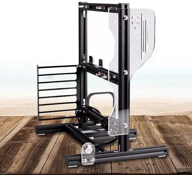 Alt view image 2 of 7 - Black PC Frame Test Bench ITX ATX MATX Open Air Case Water Cooling Fan Chassic