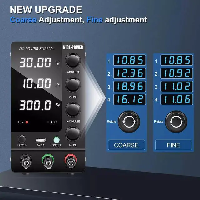 Alt view image 2 of 7 - DC Power Supply Variable 30V 10A, Adjustable Switching Regulated DC Bench Power