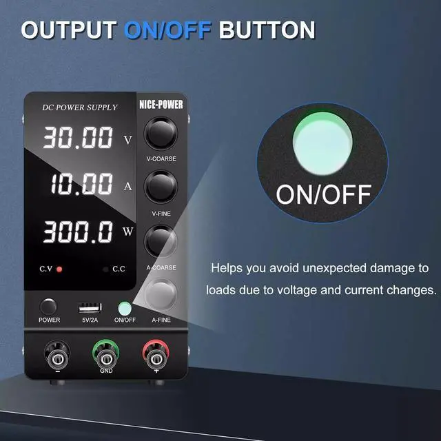 Alt view image 3 of 7 - DC Power Supply Variable 30V 10A, Adjustable Switching Regulated DC Bench Power