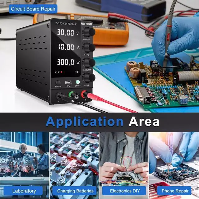 Alt view image 7 of 7 - DC Power Supply Variable 30V 10A, Adjustable Switching Regulated DC Bench Power