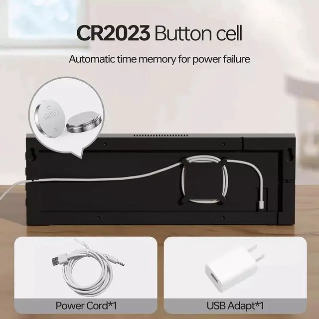 Alt view image 4 of 7 - 16.2" Large Digital Wall Clock with Bluetooth Sync, Alarm, Big LED, 8 RGB Color,
