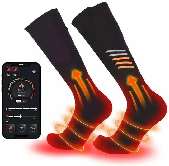 Alt view image 3 of 7 - Washable Electric Heated Socks Rechargeable Battery Men Women Winter Foot Warmer