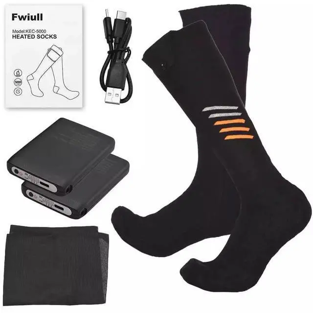 Alt view image 7 of 7 - Washable Electric Heated Socks Rechargeable Battery Men Women Winter Foot Warmer