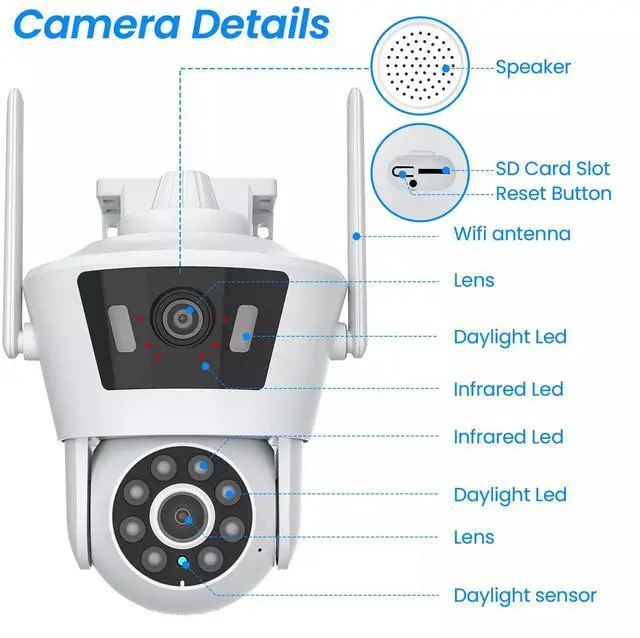 Alt view image 6 of 7 - Security Camera Wireless Outdoor 4MP HD Home Night Vision Wifi CCTV Camera