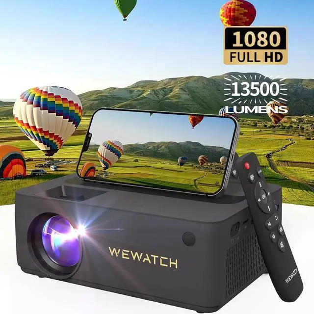Main image of WEWATCH Mini Projector, Bluetooth Projector Native 1080P Full HD, 13500L Portabl
