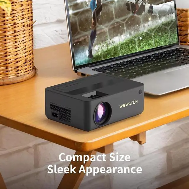 Alt view image 4 of 7 - WEWATCH Mini Projector, Bluetooth Projector Native 1080P Full HD, 13500L Portabl