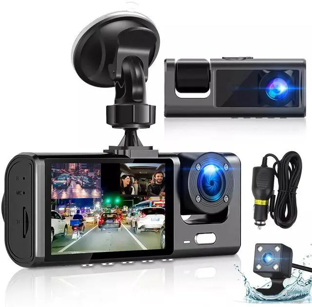 Main image of 3 Lens Car DVR Dash Cam 1080P Front/Inside/Rear Camera Video Recorder G-Sensor