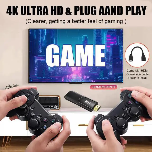 Alt view image 4 of 7 - TV Game Stick Console Wireless Gamepad Built-in 64GB 40000+ Video Games 4K HDMI