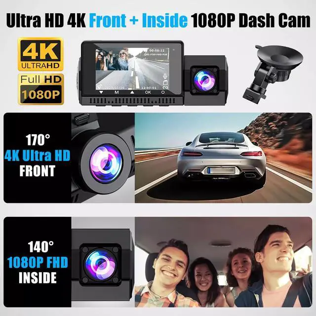Alt view image 5 of 7 - 4K Dual Dash Cam Car DVR Camera GPS Video Recorder Parking Monitor Night Vision