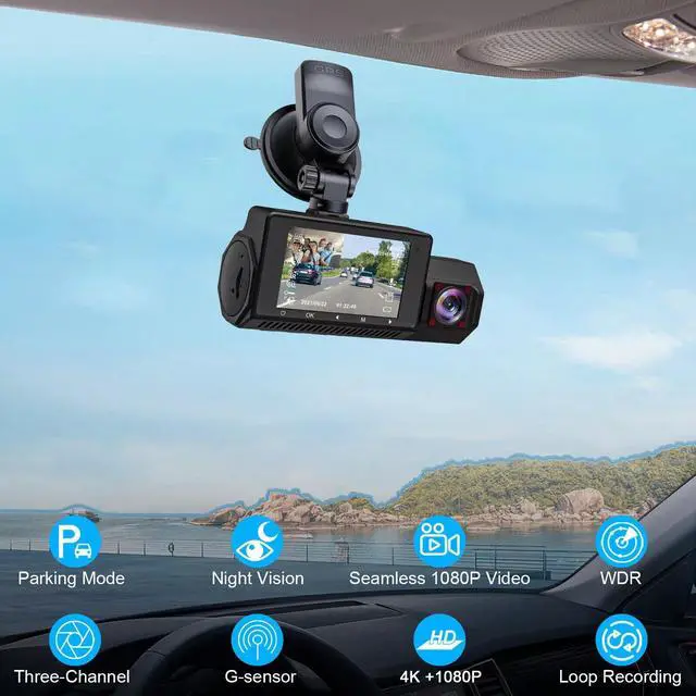 Alt view image 3 of 7 - 4K Dual Dash Cam Car DVR Camera GPS Video Recorder Parking Monitor Night Vision