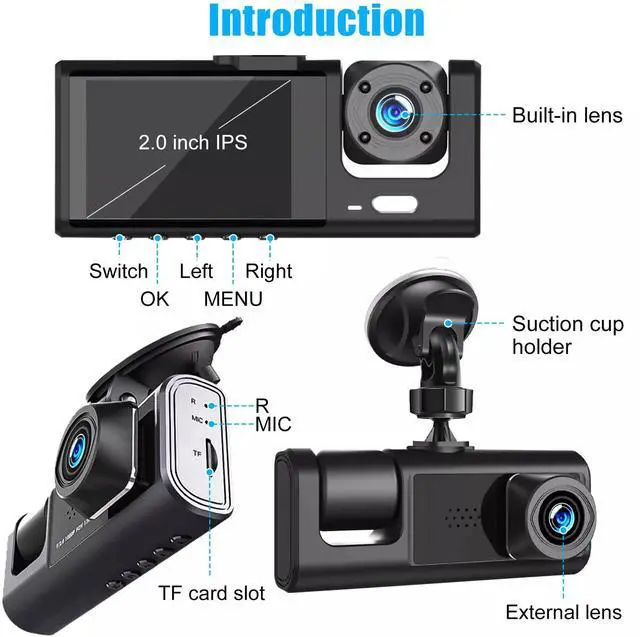 Alt view image 6 of 7 - FHD 1080P Dash Camera Car DVR Front/Rear/Inside Recorder G-sensor Night Vision