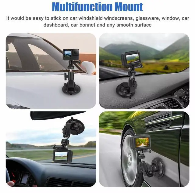 Alt view image 2 of 7 - 360° Suction Cup Car Holder Mount Cradle for GoPro Hero 10 9 8 7 DJI OSMO Camera