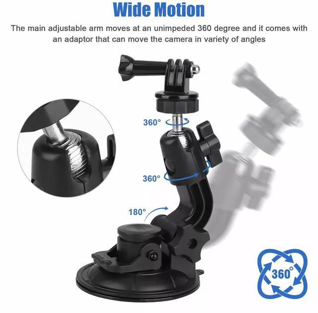 Alt view image 4 of 7 - 360° Suction Cup Car Holder Mount Cradle for GoPro Hero 10 9 8 7 DJI OSMO Camera