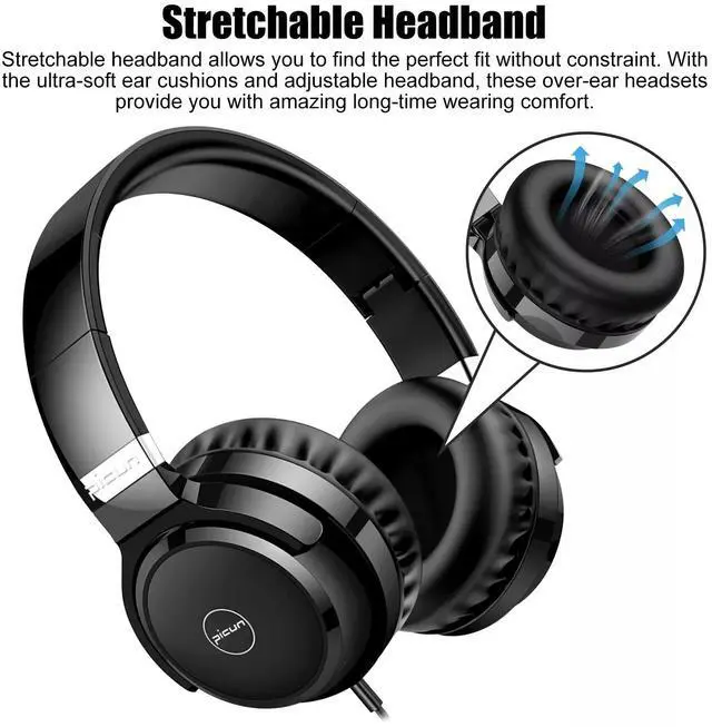 Alt view image 5 of 7 - Wired Over-Ear Headphone 3.5mm Foldable Music Earphone for Smartphone Computers