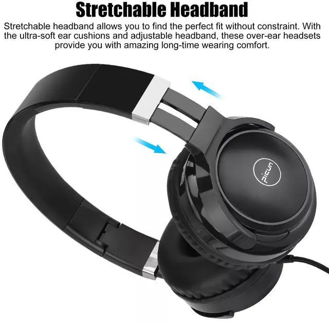 Alt view image 4 of 7 - Wired Over-Ear Headphone 3.5mm Foldable Music Earphone for Smartphone Computers