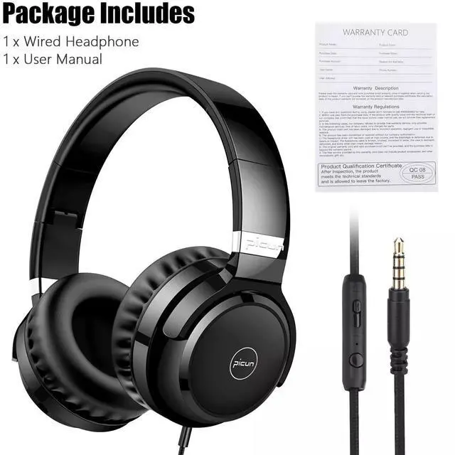 Alt view image 7 of 7 - Wired Over-Ear Headphone 3.5mm Foldable Music Earphone for Smartphone Computers