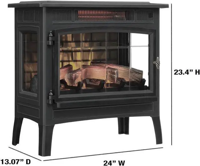 Alt view image 4 of 7 - duraflame Freestanding Electric Fireplace Stove Heater with 3D Flame Effect for 1,000 Sq. Ft. Room, Navy