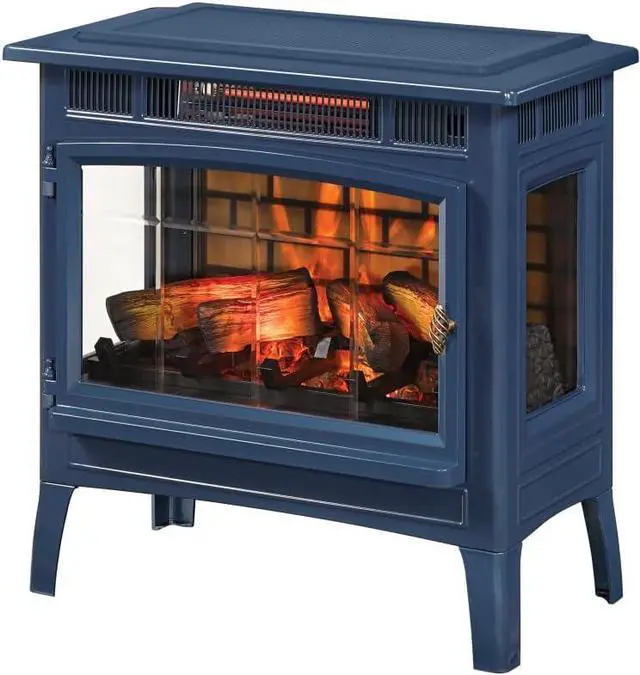 Alt view image 6 of 7 - duraflame Freestanding Electric Fireplace Stove Heater with 3D Flame Effect for 1,000 Sq. Ft. Room, Navy