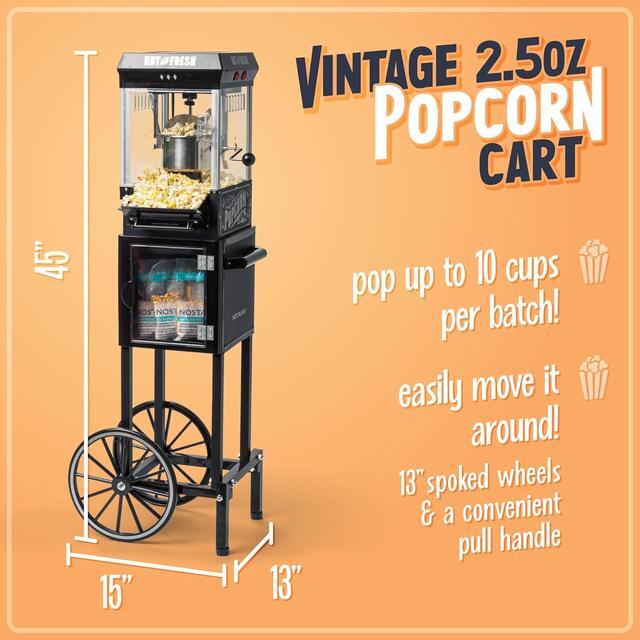 Alt view image 2 of 6 - Nostalgia Popcorn Maker Machine - Professional Cart With 2.5 Oz Kettle Makes Up to 10 Cups - Vintage Popcorn Machine