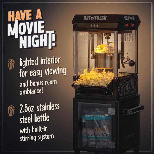Alt view image 6 of 6 - Nostalgia Popcorn Maker Machine - Professional Cart With 2.5 Oz Kettle Makes Up to 10 Cups - Vintage Popcorn Machine
