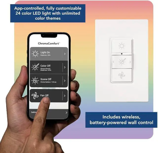 Alt view image 4 of 7 - Broan-NuTone SPK110RGBL ChromaComfort Bathroom Exhaust Fan with Sensonic Bluetooth Speaker and LED Light, White
