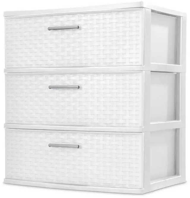 Main image of Sterilite 3 Drawer Wide Weave Tower White