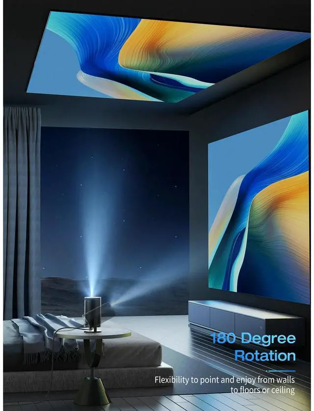 Alt view image 6 of 6 - Projector 4K 1080P Support, Mini Projector Smart for Movie Projection Compatible with Phone Black