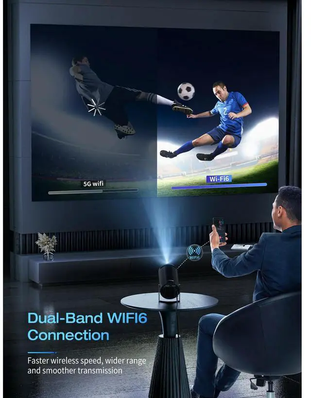 Alt view image 5 of 6 - Projector 4K 1080P Support, Mini Projector Smart for Movie Projection Compatible with Phone Black