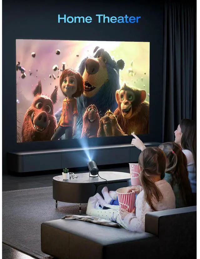 Alt view image 4 of 6 - Projector 4K 1080P Support, Mini Projector Smart for Movie Projection Compatible with Phone Black