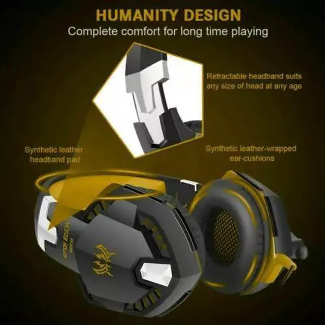 Alt view image 3 of 7 - For PC PS4 3.5mm Gaming Headset Xbox one Headphone with RGB Surround Sound Mic