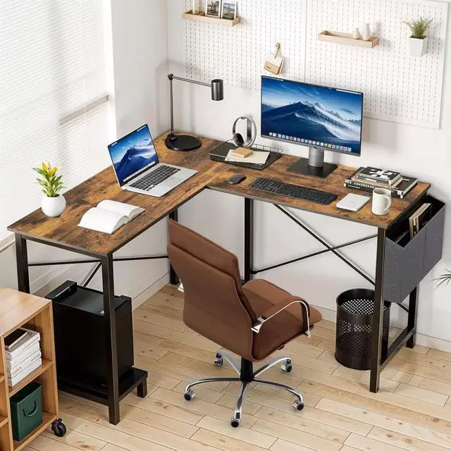 Alt view image 4 of 7 - 50 Inch L Shaped Desk Computer Reversible Corner Table for Home Office Rustic