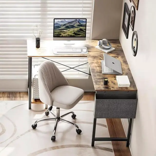 Alt view image 6 of 7 - 50 Inch L Shaped Desk Computer Reversible Corner Table for Home Office Rustic