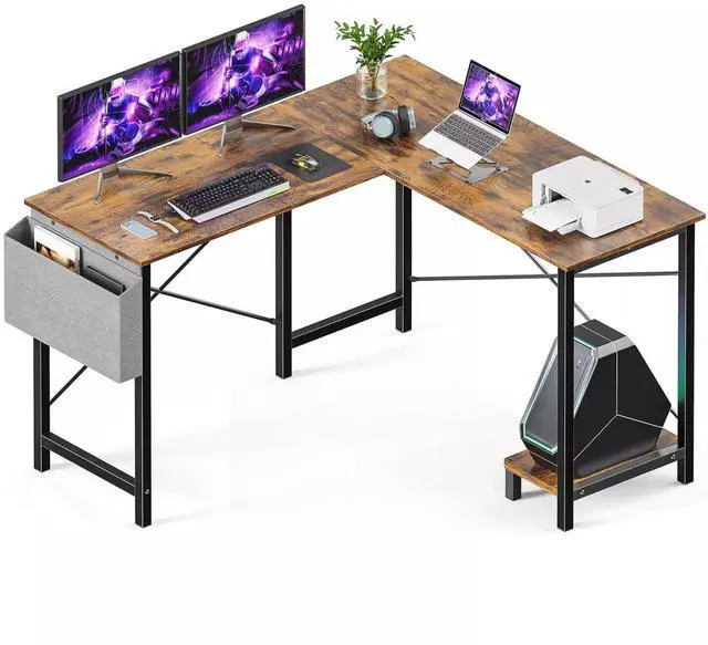 Main image of 50 Inch L Shaped Desk Computer Reversible Corner Table for Home Office Rustic