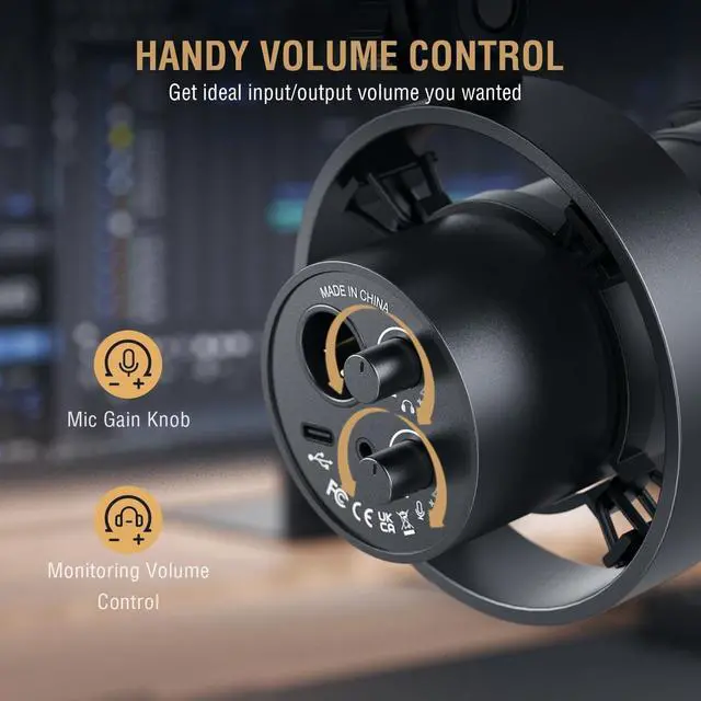 Alt view image 3 of 7 - FIFINE K688 Podcast Microphone Kit for PC Computer,XLR/USB Dynamic Mic for Studio Music Recording/Gaming with Boom Arm,Volume Control,Headphone Jack,Mute Button