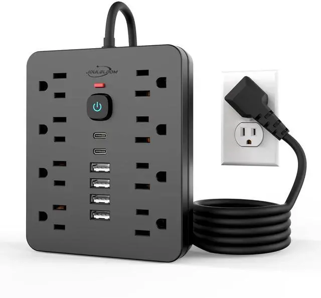 Main image of Power Strip Surge Protector with 8 Outlets 4 USB and 2 USB C Ports Black