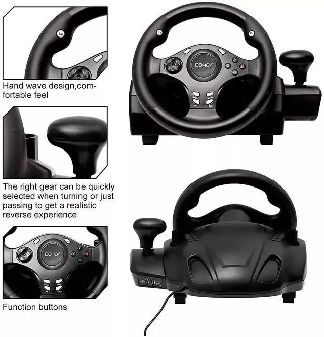 Alt view image 5 of 7 - DOYO 270° Gaming Racing Steering Wheel With Pedals For PS4 PS3 PC XBOX One 360