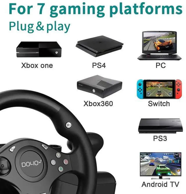 Alt view image 2 of 7 - DOYO 270° Gaming Racing Steering Wheel With Pedals For PS4 PS3 PC XBOX One 360