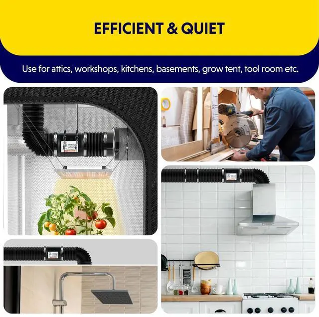 Alt view image 2 of 7 - 4 Inch 106 CFM Booster Duct Fan with Speed Controller for Grow Tents 2 Pack