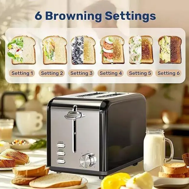 Alt view image 7 of 7 - 2-Slice Toaster with 6 Browning Setting and 3 Function Removable Crumb Tray