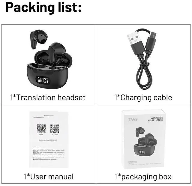 Alt view image 7 of 7 - Bluetooth Translator Earbuds 144 Languages Real Time Online OffLine Translation