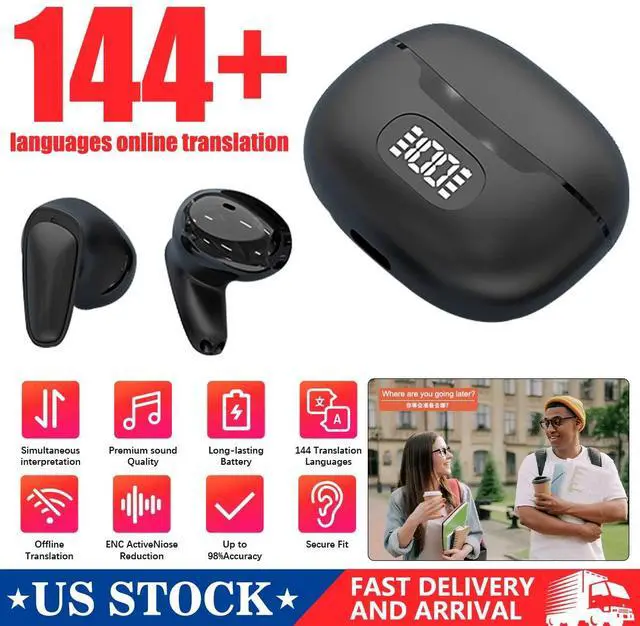 Main image of Bluetooth Translator Earbuds 144 Languages Real Time Online OffLine Translation