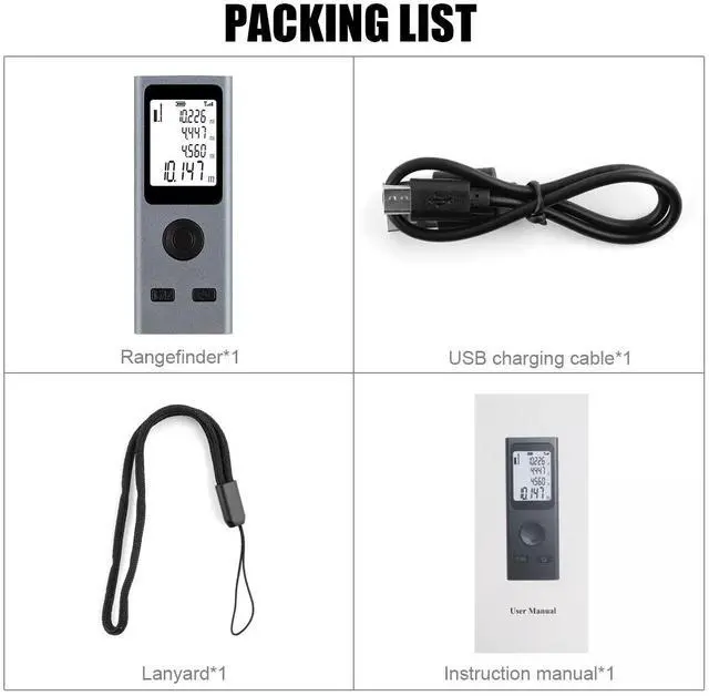 Alt view image 7 of 7 - Electronic Laser Rangefinder Protractor Digital Inclinometer Angle Measure 40M
