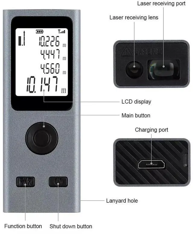Alt view image 2 of 7 - Electronic Laser Rangefinder Protractor Digital Inclinometer Angle Measure 40M