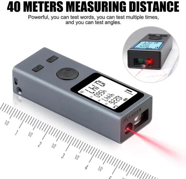 Alt view image 5 of 7 - Electronic Laser Rangefinder Protractor Digital Inclinometer Angle Measure 40M