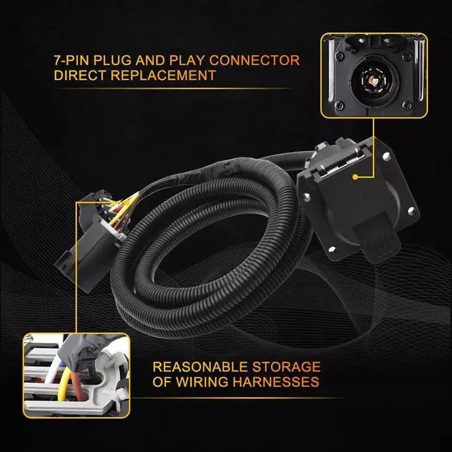 Alt view image 2 of 7 - 7Pin Trailer Connector Wiring Harness Extension for Ford F-250 F-350 Super Duty