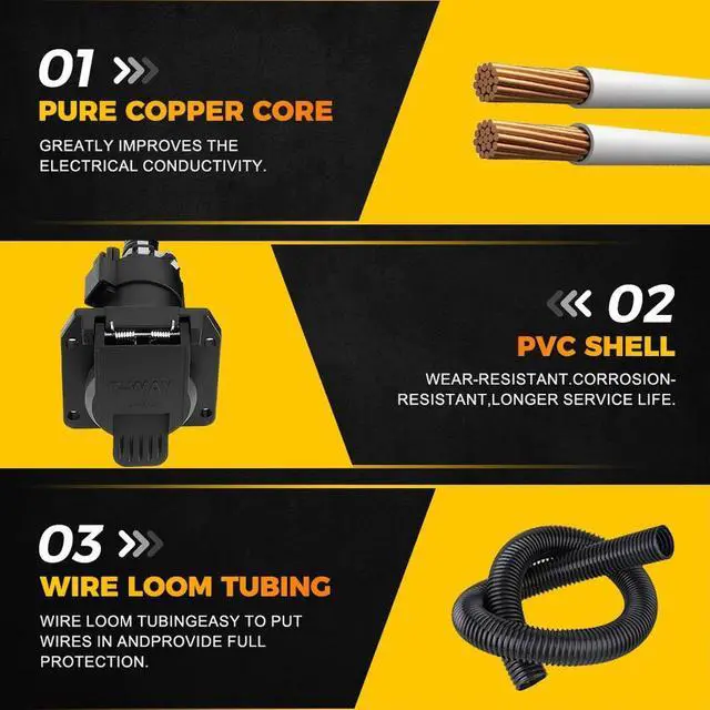 Alt view image 4 of 7 - 7Pin Trailer Connector Wiring Harness Extension for Ford F-250 F-350 Super Duty