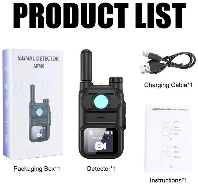 Alt view image 7 of 7 - Mini Anti-spy Hidden Camera Detector Prevent Monitoring Finder Signal Hotel Room