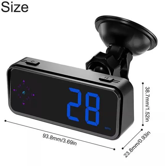 Alt view image 3 of 7 - Mini Speedometer GPS Car HUD Head Up Display LED Digital MPH/KMH Universal 2024
