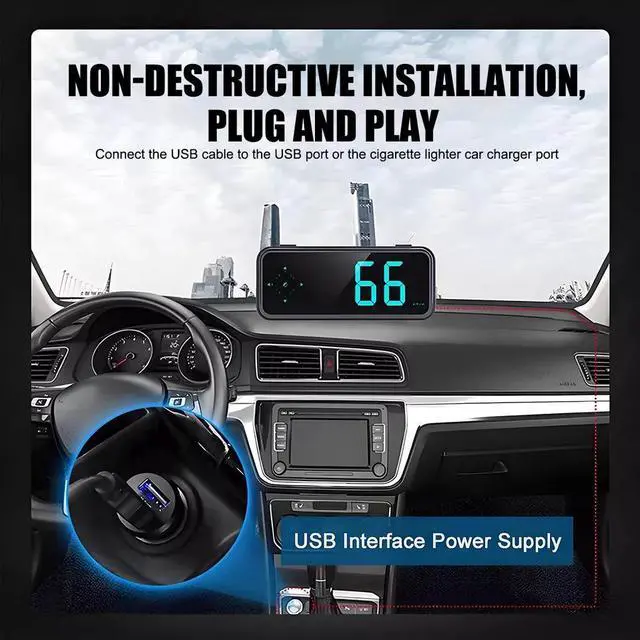 Alt view image 5 of 7 - Mini Speedometer GPS Car HUD Head Up Display LED Digital MPH/KMH Universal 2024